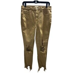 L'Agence Jeans Women's Size 29 Sahara Brown Skinny Distressed Shark Bit